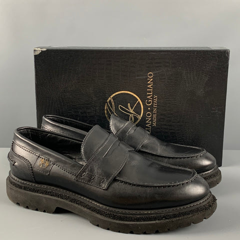 GIULIANO GALIANO Size 10 Black Solid Leather Slip On Loafers