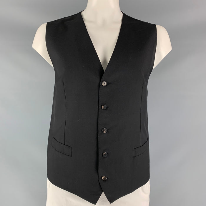 DOLCE &amp; GABBANA Pecho 46 Chaleco abotonado de lana lisa negro (formal)
