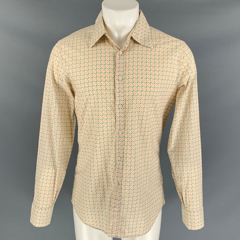 BURBERRY PRORSUM Size M Multi-Color Geometric Cotton Long Sleeve Shirt