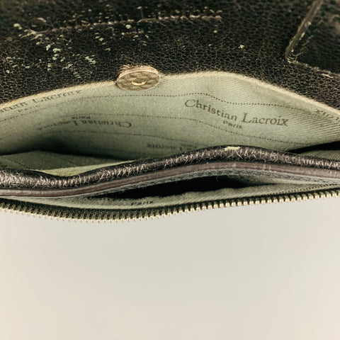 CHRISTIAN LACROIX Black Pebble Grain Leather Tote Bag
