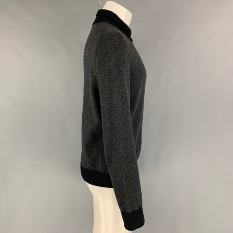 LOUIS VUITTON Size M Charcoal Black Knitted Cashmere Zip Up Cardigan