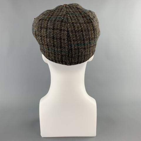 THE BROOKLYN CIRCUS Size S Grey Herringbone Tweed Leather Trim Hat