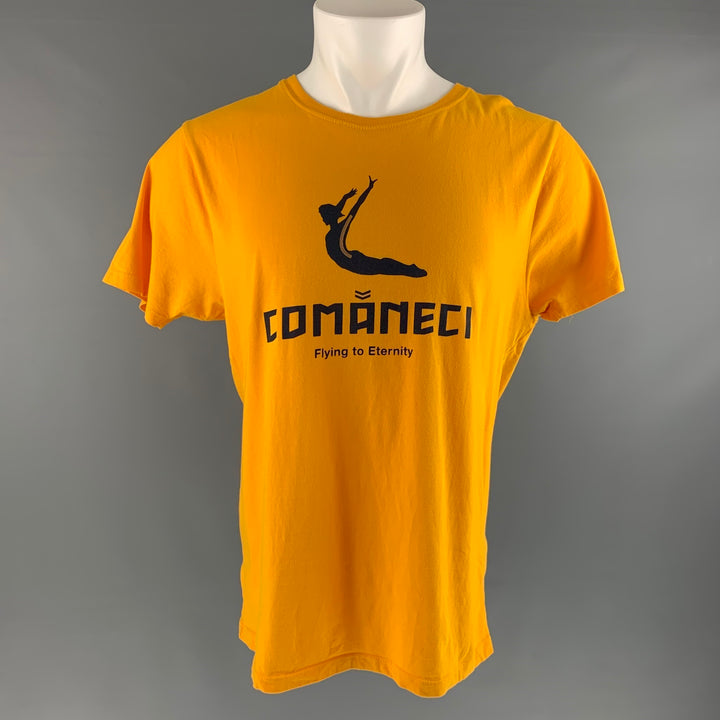 CONTINENTAL Taille M Orange Navy Graphic Cotton Short Sleeve T-shirt