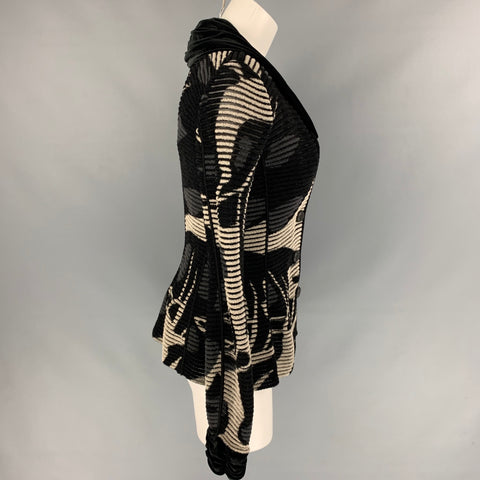 GIORGIO ARMANI Size 4 Black & Grey Viscose / Polyamide Cardigan 2 Piece Set