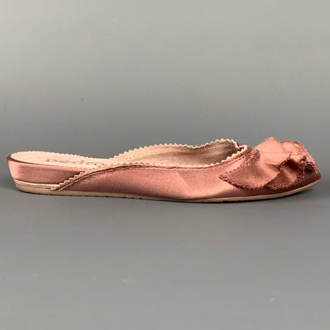 PEDRO GARCIA Talla 6.5 Zapatos planos sin cordones con volantes de seda satinada rosa