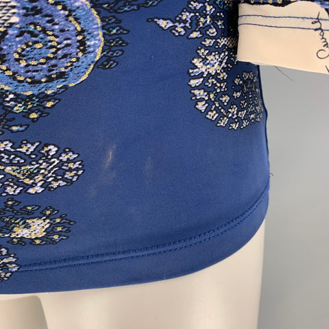 ROBERTO CAVALLI Blue & White Paisley Blouse