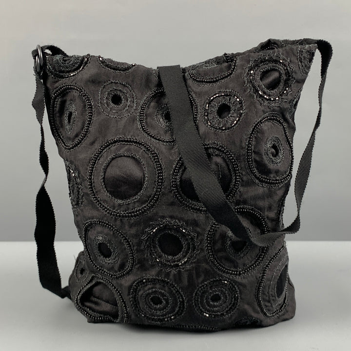 ANN DEMEULEMEESTER Black Embroidered Beaded Cross Body Handbag
