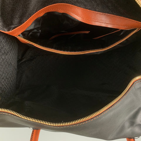 Vintage BOTTEGA VENETA Black Tan Leather Duffle Bag
