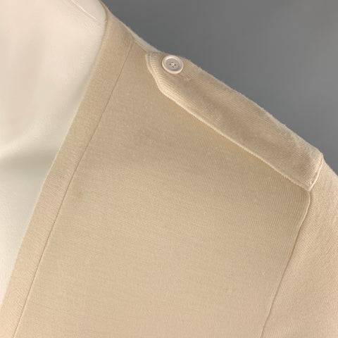 RALPH LAUREN Size S Beige Solid Merino Wool Patch Pockets Cardigan Sweater