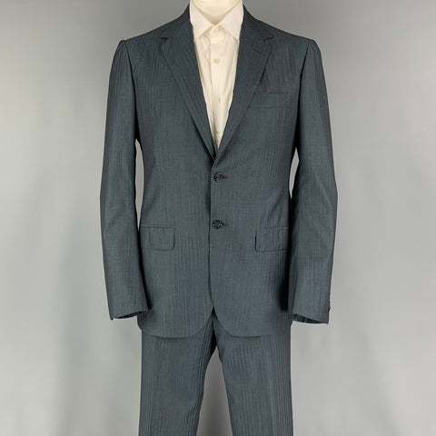 SARTORIO Taille 44 Charbon Rayé Laine Revers Cranté 36 35 Costume
