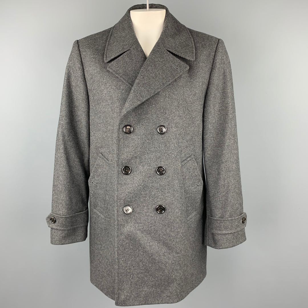 BURBERRY LONDON Size 44 Dark Gray Heather Wool / Polyamide Double Breasted Coat