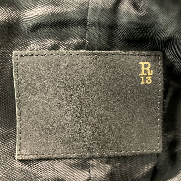 R13 Size S Black Leather Teddy Bear Textured Jacket