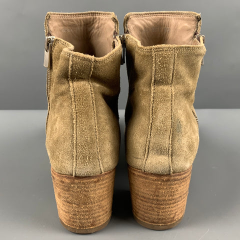 OFFICINE CREATIVE Size 8.5 Beige Suede Peep Toe Boots