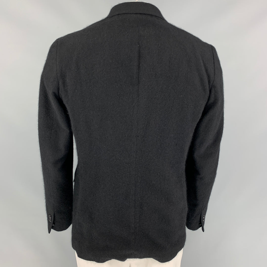 KIMINORI MORISHITA Size 42 Black Angora Notch Lapel Sport Coat