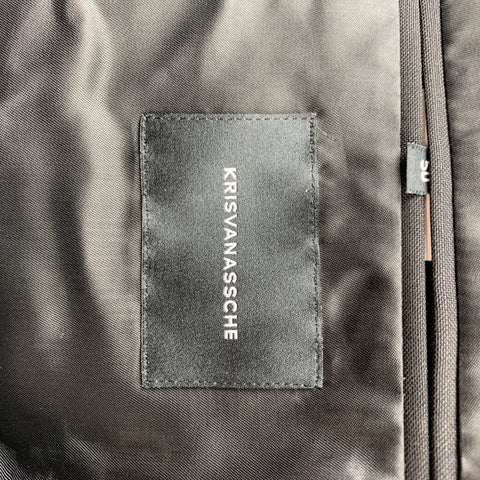 KRIS VAN ASSCHE Size 40 Black Patches Wool Notch Lapel Sport Coat