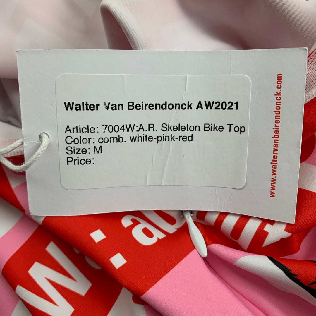 WALTER VAN BEIRENDONCK FW20 Size M White Red Graphic Nylon Jersey Bike Top