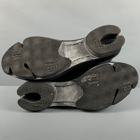 DEVOA Size 10 Black Solid Leather Lace Up & Zipper Boots