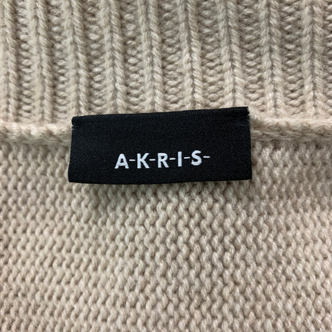 AKRIS Size 8 Oatmeal Textured 3/4 Sleeves Sweater