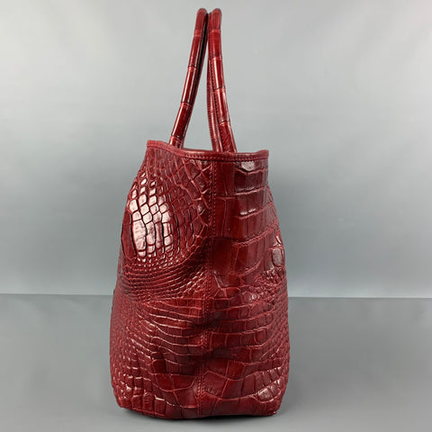 GENUINE CROCODILE SKIN Burgundy Crocodile Tote Handbag