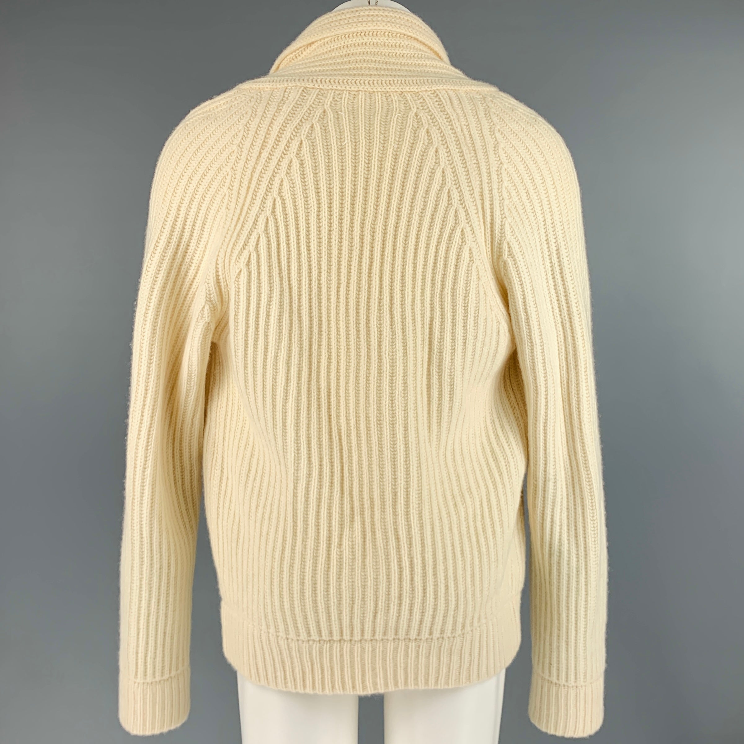 MAISON MARTIN MARGIELA Size M Cream Knit Wool Shawl Collar