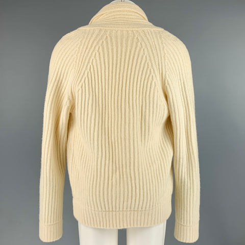 MAISON MARTIN MARGIELA Size M Cream Knit Wool Shawl Collar Cardigan