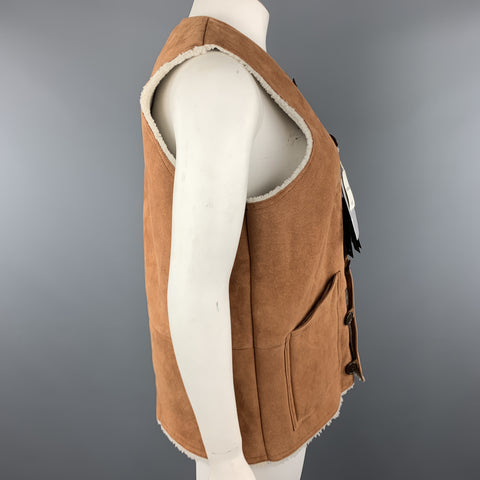 BEAMS Size XL Tan Suede Sheep Leather Shearling Vest
