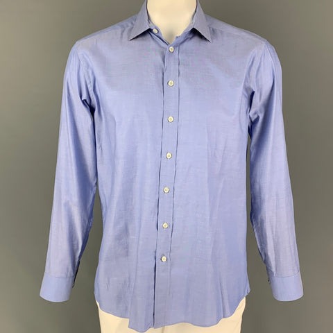 ETRO Size 42 Blue Cotton Button Down Long Sleeve Shirt