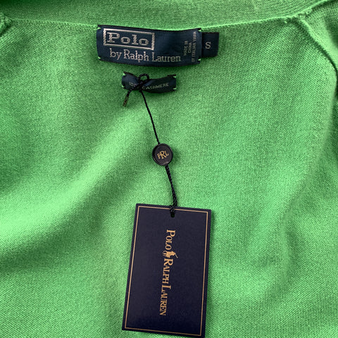 RALPH LAUREN Size S Green Cashmere Buttoned Cardigan