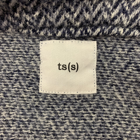 TS (S) Taille L Cardigan boutonné en laine tricotée marine et gris