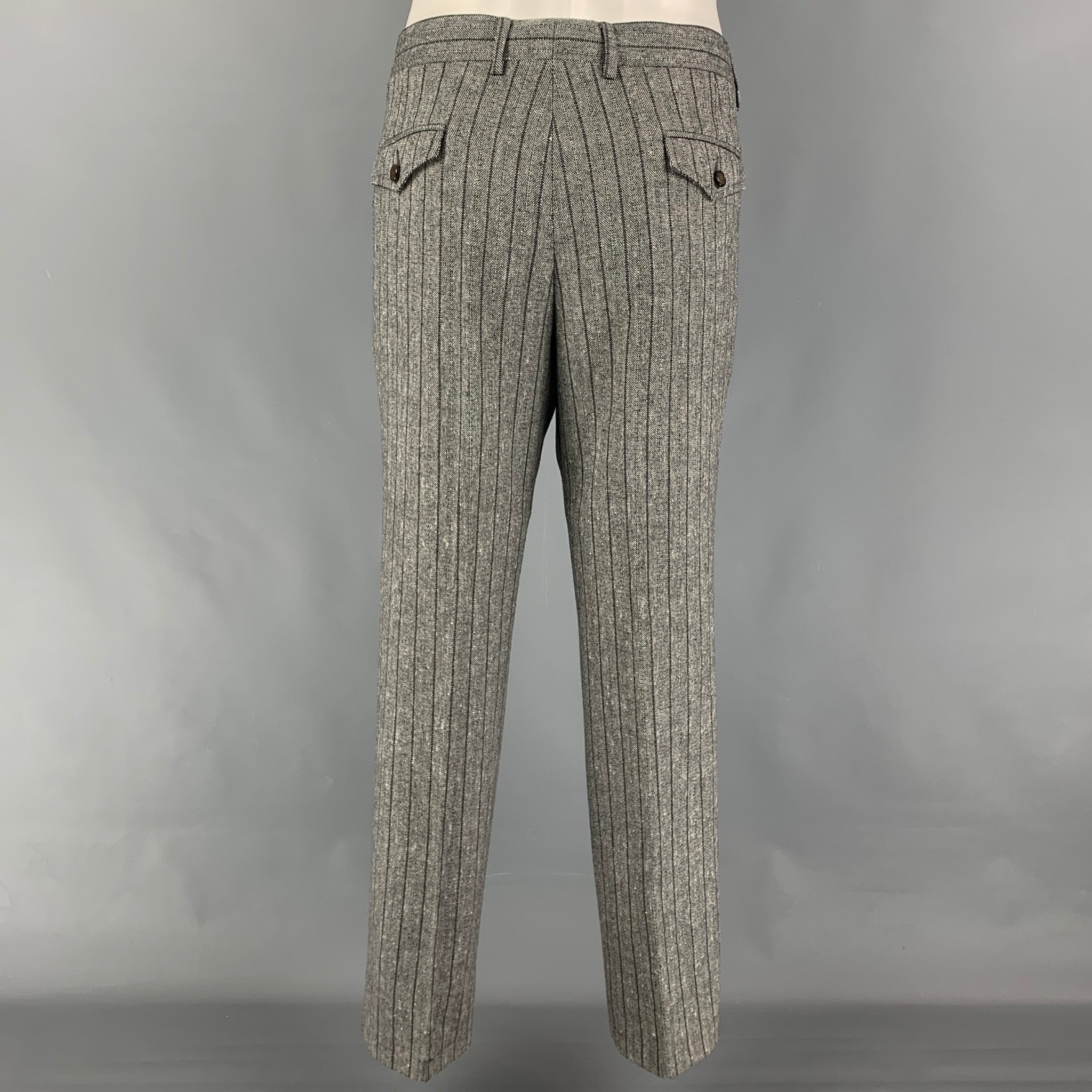 ボトムスその他 GUCCI Gray wool trousers GG wool trouser in grey and black | GUCCI® GR