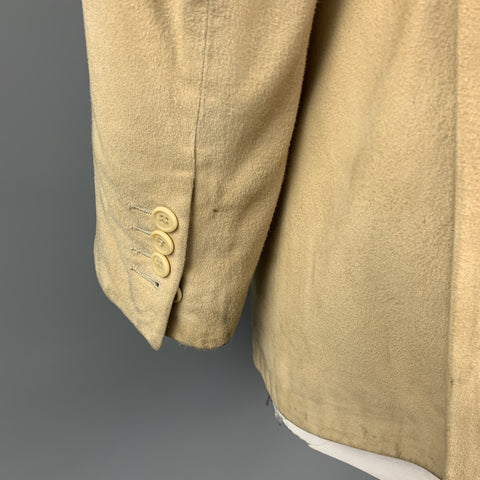 FACONNABLE Size L Khaki Suede Notch Lapel Coat
