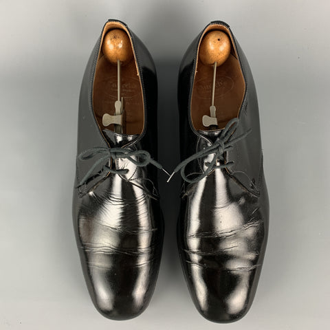 Vintage CHURCH'S Size 9 Black Patent Leather Leather Sole Lace Up Shoes