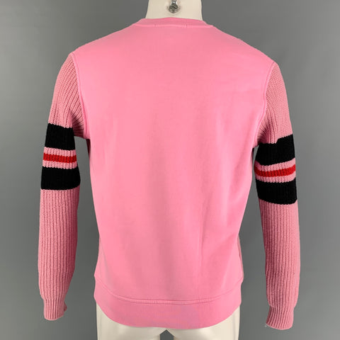 MSGM Jersey de cuello redondo de algodón de punto rosa y negro talla S