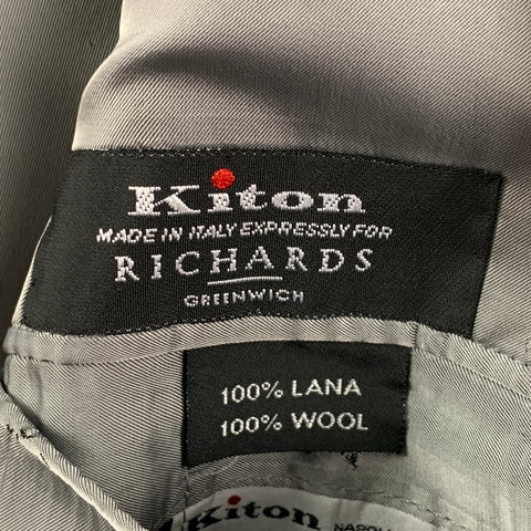 KITON Size 46 Navy Wool Single Breasted Notch Lapel Suit