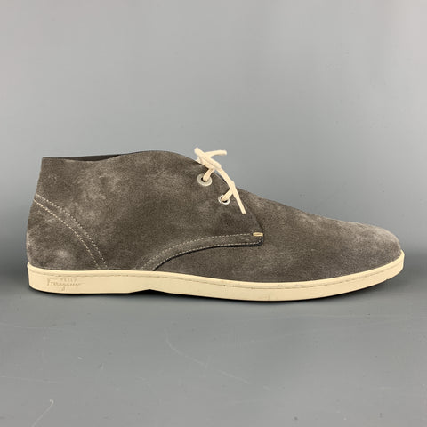 SALVATORE FERRAGAMO Size 11.5 Grey Suede Lace Up Chukka Boots