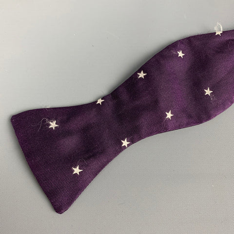 PAUL SMITH Purple White Stars Silk Bow Tie