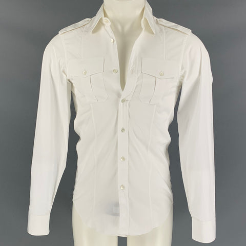 BURBERRY PRORSUM Size S White Cotton Button Down Long Sleeve Shirt