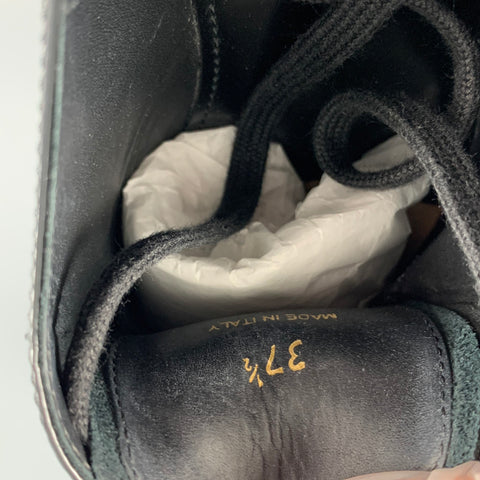 PRADA Talla 7.5 Cordones de plataforma con apliques de cuero negro