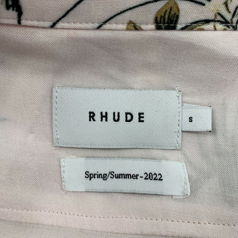 RHUDE SS 22 Size S Pink Green Cotton Hawaiian Short Sleeve Shirt