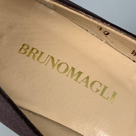 BRUNO MAGLI Size 10 Brown Fabric Open Toe Pumps