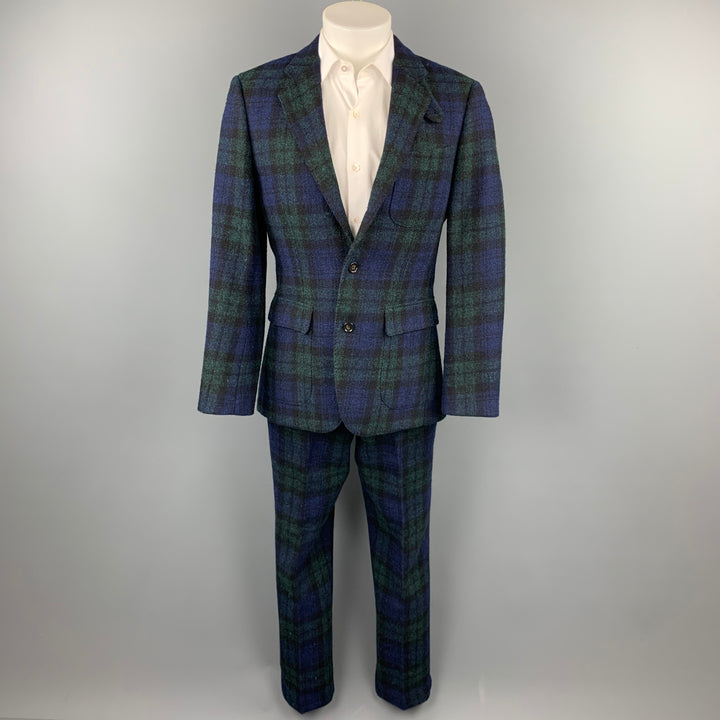 J CREW Size 38 Regular Blackwatch Plaid Harris Tweed Wool Notch Lapel Suit