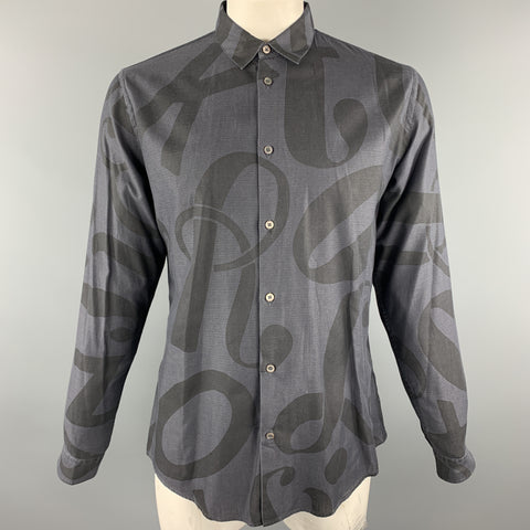 VIKTOR & ROLF Size L Charcoal Print Cotton Long Sleeve Shirt