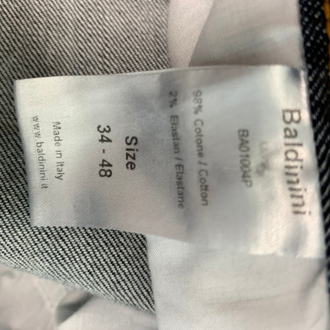 BALDININI Talla 34 Vaqueros azul marino con bragueta de botones y elastano de algodón con puntadas en contraste