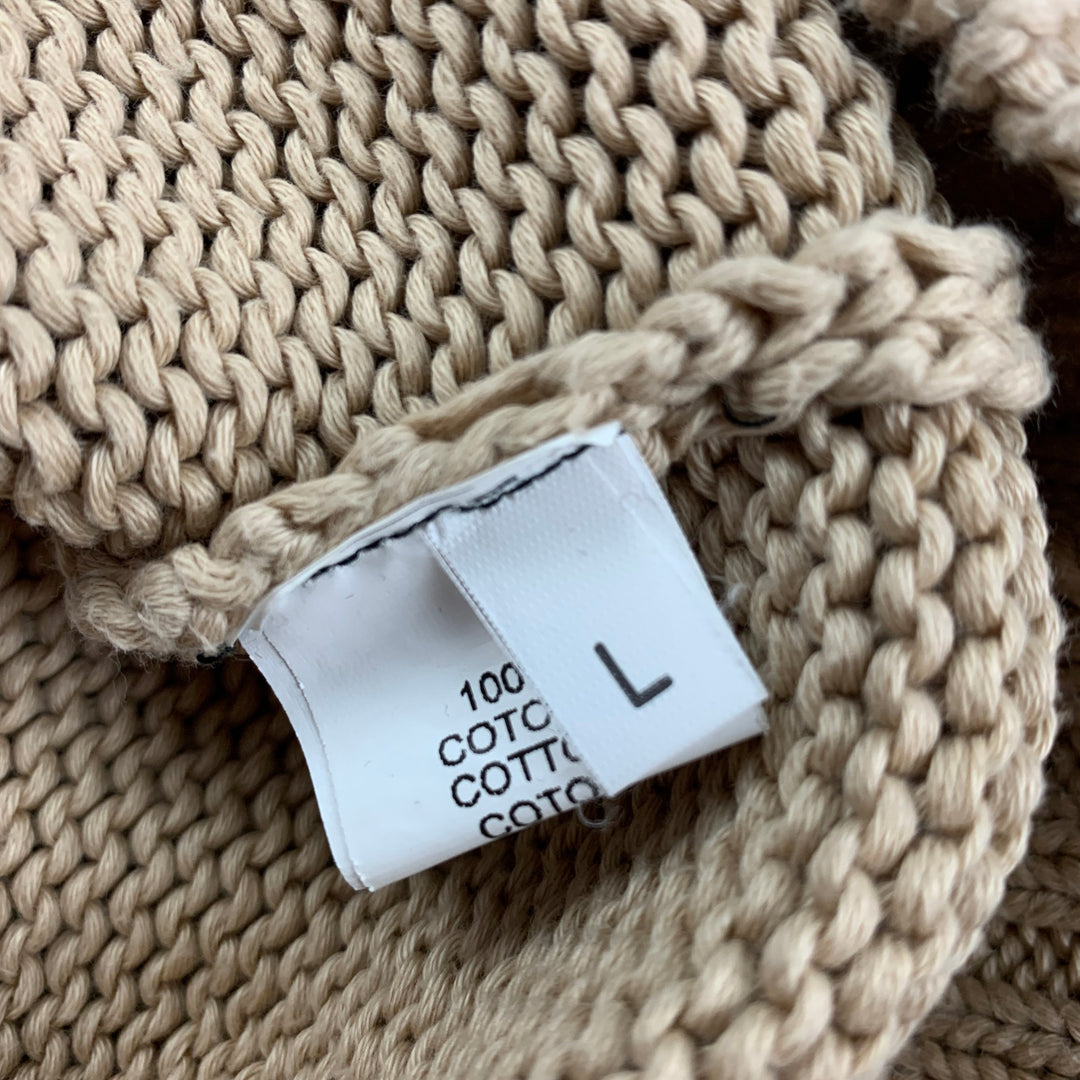 ROBERTO COLLINA Taille L Cardigan col châle en coton tricoté beige