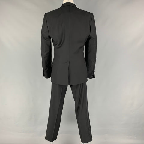 DOLCE & GABBANA Size 36 Black Wool Blend Notch Lapel Tuxedo 3 Piece Suit