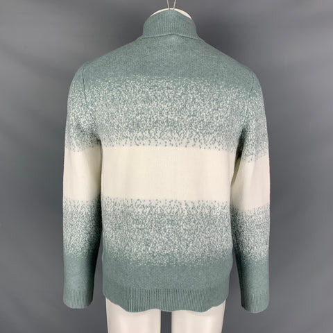 REISS Size S Green Cream Ombre Wool Blend 1/4 Zip Sweater