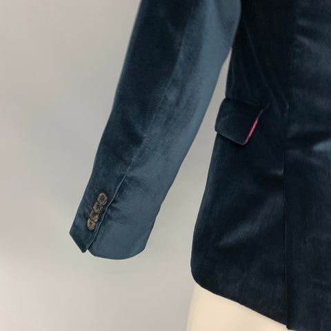 PAUL SMITH Kensington Fit Size 38 Regular Navy Velvet Wool Notch Lapel Sport Coat
