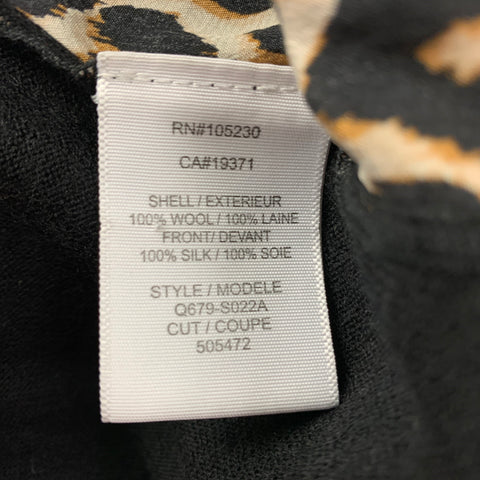 EQUIPMENT Size M Black Tan Wool Silk Leopard Crew-Neck Pullover