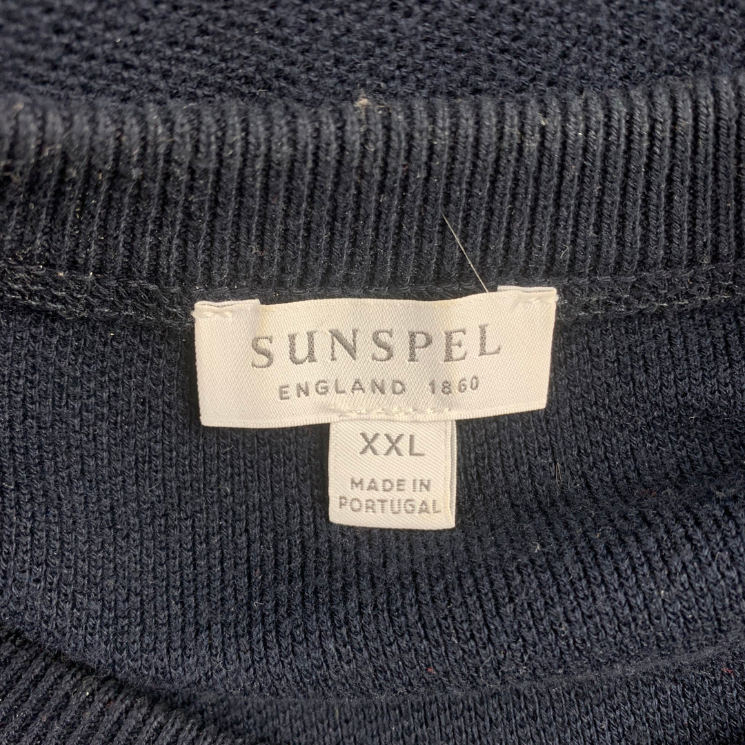 SUNSPEL Size XXL Navy Waffle Knit Cotton Short Sleeve T-shirt