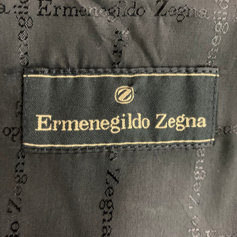 ERMENEGILDO ZEGNA Size L Jacquard Silk Buttoned Black Vest